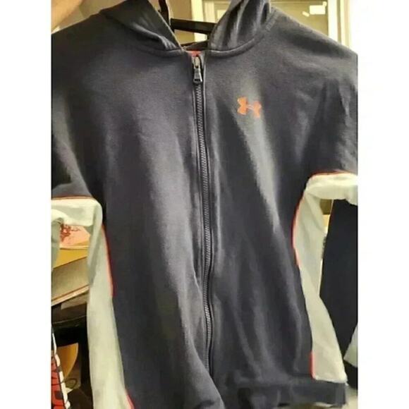 Under Armour Hoodie Youth Boys XL Extra Large Loose Blie Cotton Zip Casual CR3 - Picture 1 of 5